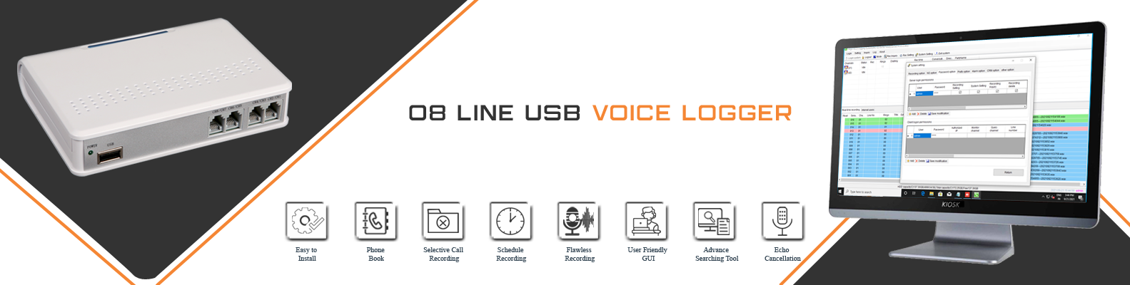 8 port usb voice logger